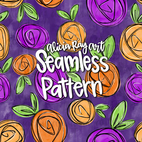 Halloween Florals Seamless Pattern