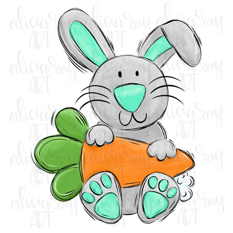 Mint Bunny Holding Carrot