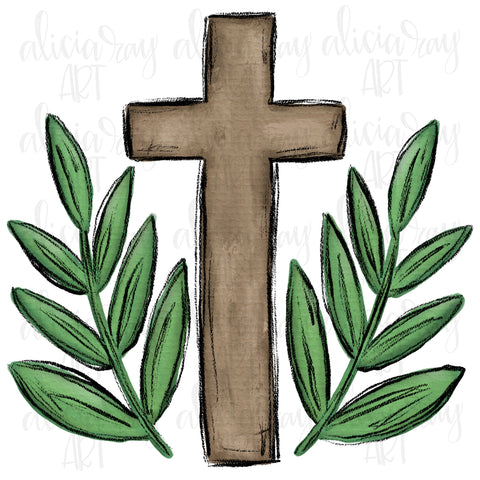 Easter Cross With Palm Leaves