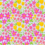 Pink and Yellow Wildflowers Seamless Pattern