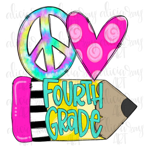Peace Love Fourth Grade - Girl