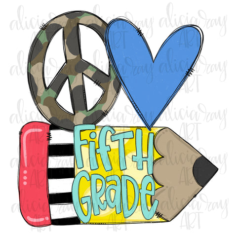 Peace Love Fifth Grade - Boy
