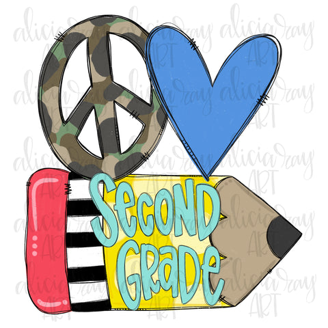 Peace Love Second Grade - Boy