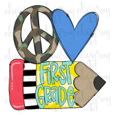Peace Love First Grade - Boy