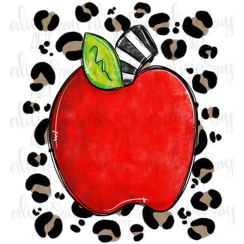 Blank Teacher Apple with Leopard Background