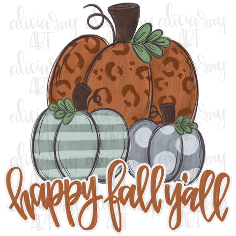Happy Fall Y'all Pumpkin Trio with Patterns
