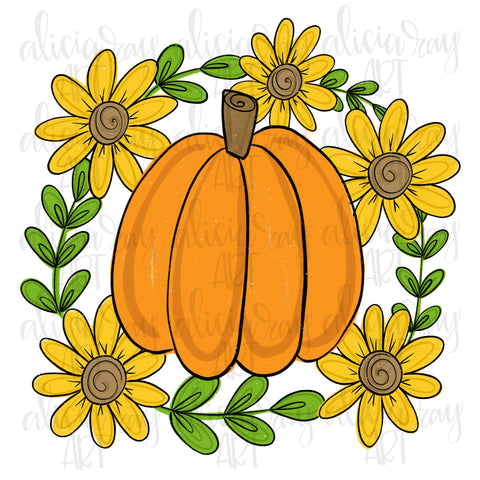 Pumpkin with Sunflower Frame