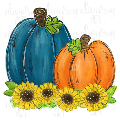 Pumpkins and Sunflowers