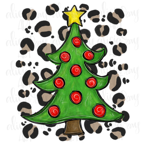 Christmas Tree with leopard background