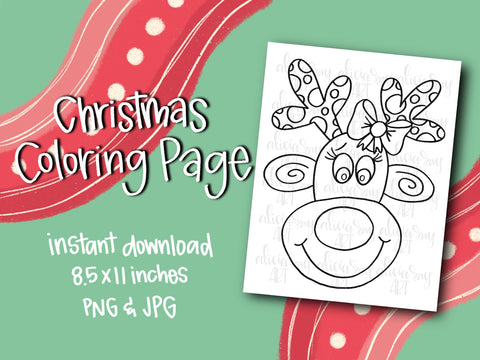 Rudolph With Bow Coloring Page