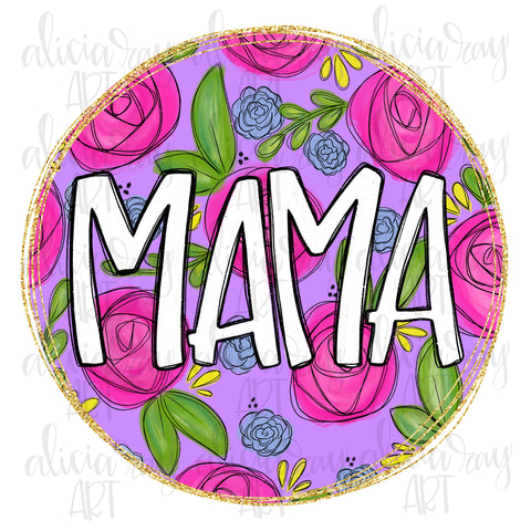 Mama with floral background