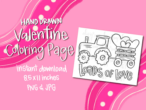 Valentine Tractor Coloring Page