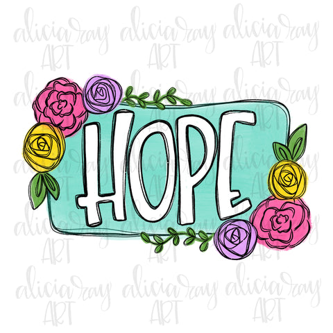 Hope with floral frame