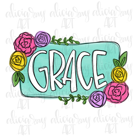 Grace with floral frame