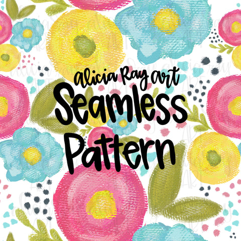 Colorful Painted Florals Seamless Pattern