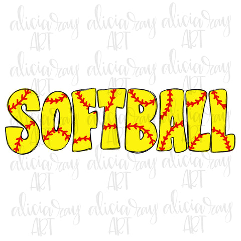 Softball doodle word