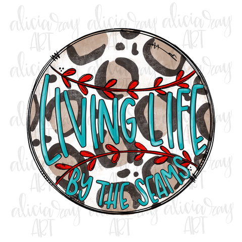 Living Life By The Seams Baseball Teal Leopard