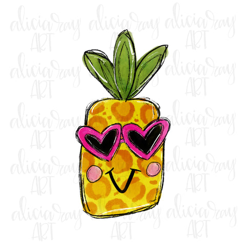 Leopard Pineapple With Sunglasses