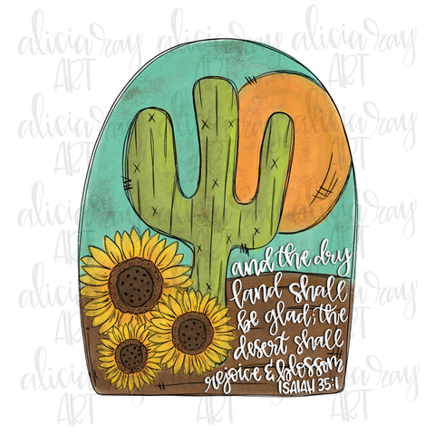 Cactus Sunflower with bible verse