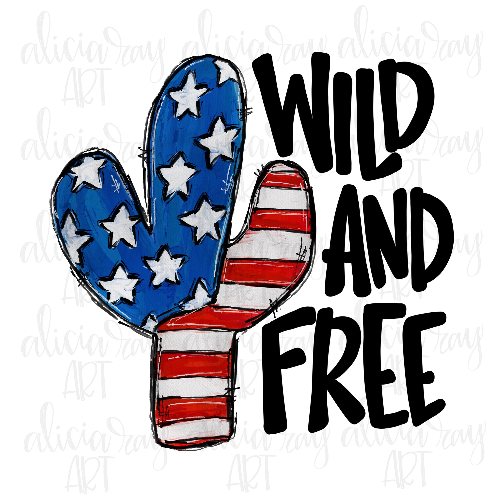 Wild And Free Patriotic Cactus – Alicia Ray Art