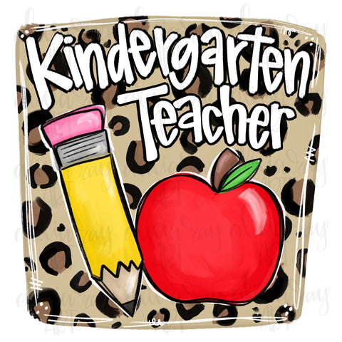 Kindergarten Teacher Leopard Pencil Apple