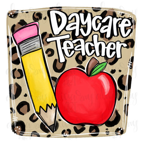 Daycare Teacher Leopard Pencil Apple
