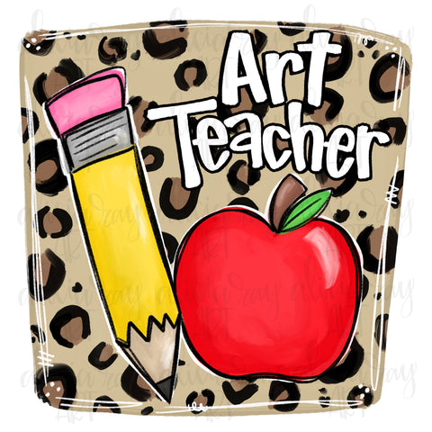 Art Teacher Leopard Pencil Apple