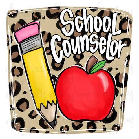 School Counselor Leopard Pencil Apple