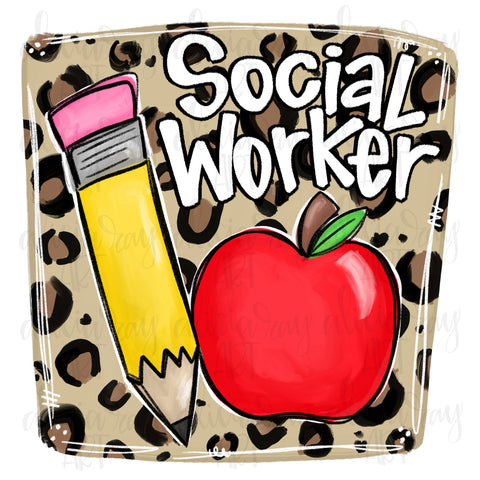 Social Worker Leopard Pencil Apple