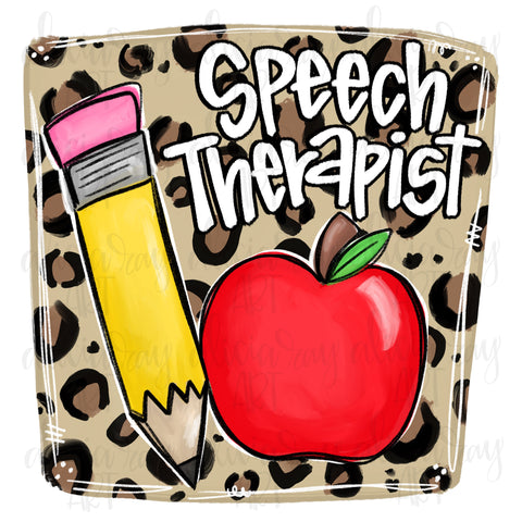 Speech Therapist Leopard Pencil Apple