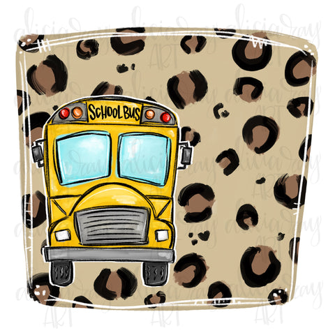 School Bus With Leopard Background