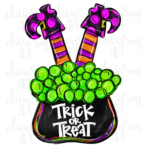 Trick Or Treat Witch Legs In Cauldron