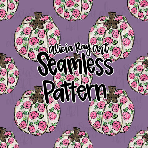 Floral Pumpkin Seamless Pattern
