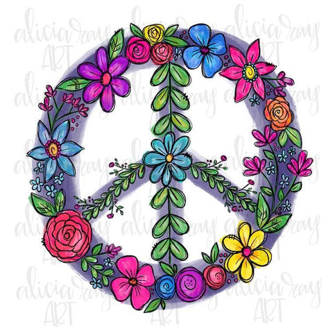 Colorful Floral Peace Sign