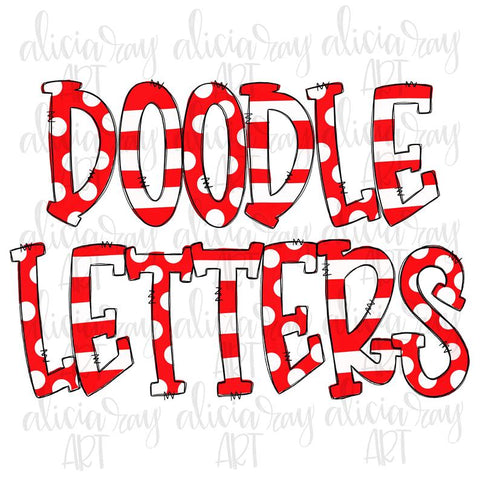 Red Doodle Letters - Upper Case