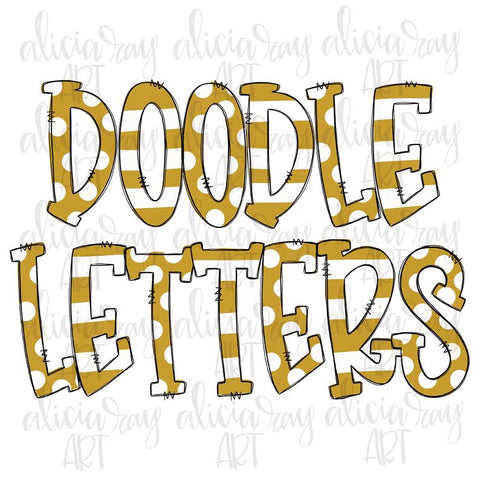 Vegas Gold Doodle Letters - Upper Case