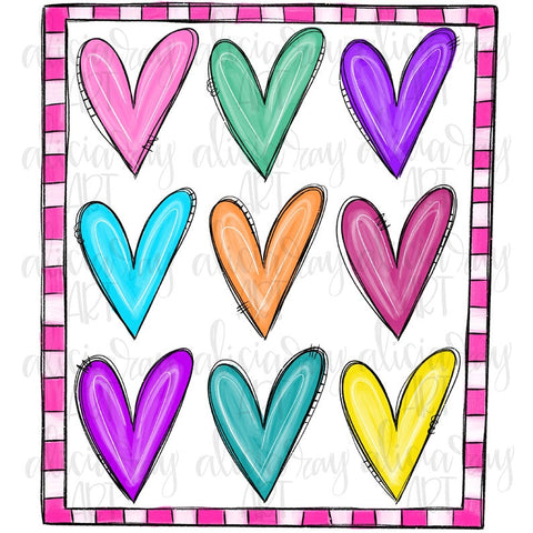 Colorful Doodle Hearts