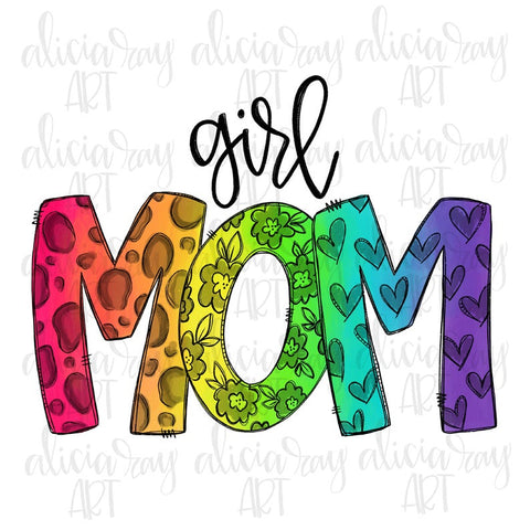 Girl Mom (doodle rainbow)