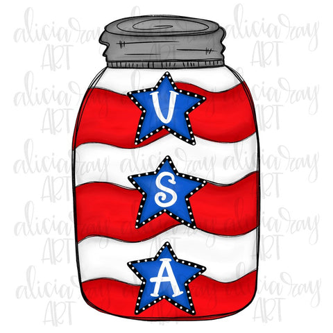 Patriotic Mason Jar USA
