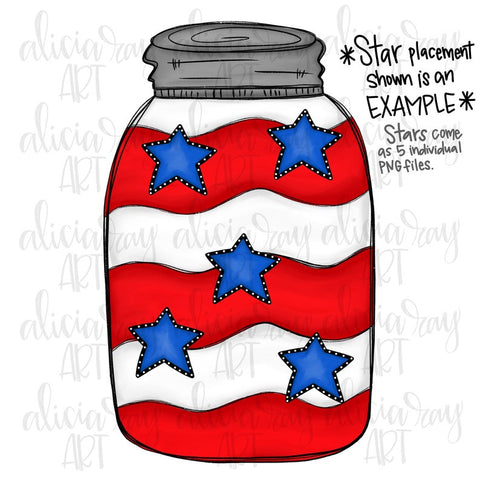 Patriotic Mason Jar With Stars