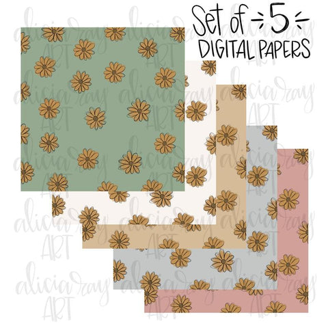 Daisy Digital Papers - Set of 5