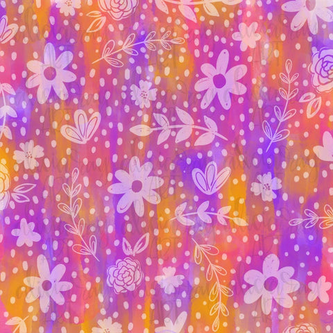 Floral Watercolor Tie Dye Digital Paper