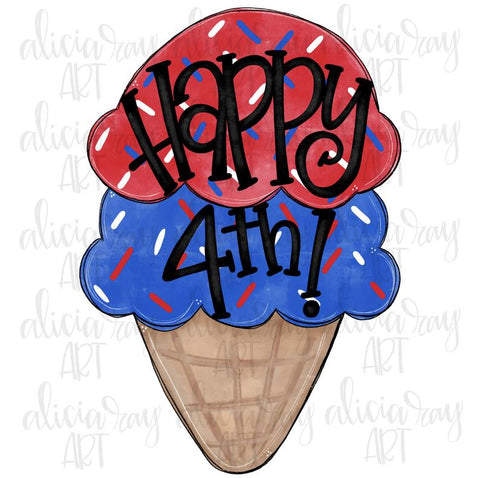 Patriotic Happy 4th Ice Cream Cone