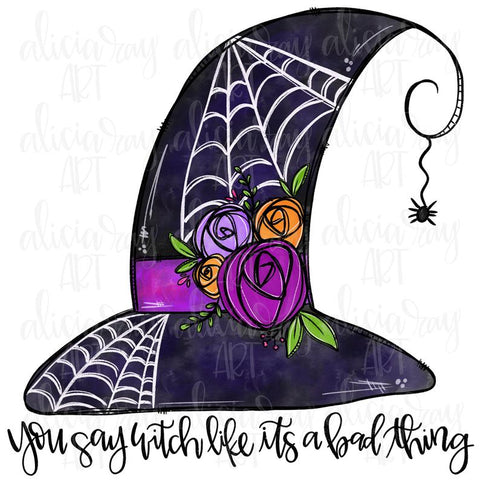 Floral Witch Hat with quote