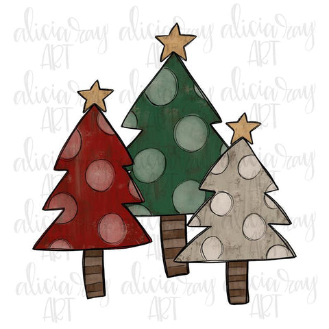 Polka Dot Rustic Christmas Trees