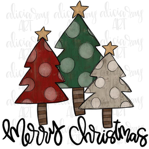 Polka Dot Rustic Christmas Trees Merry Christmas
