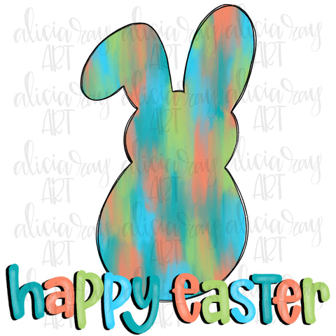 Happy Easter Paint Stroke Boy Bunny