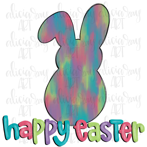 Happy Easter Paint Stroke Girl Bunny