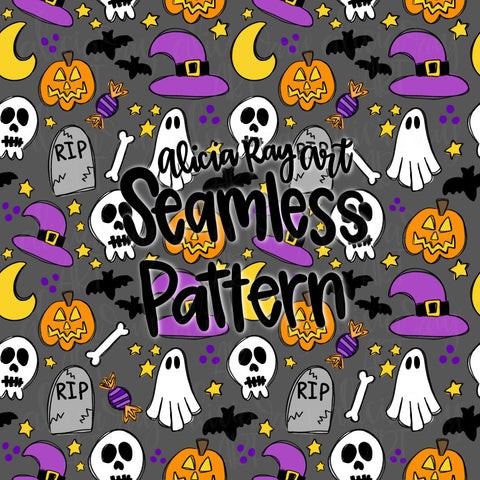 Witchy Halloween Seamless Pattern