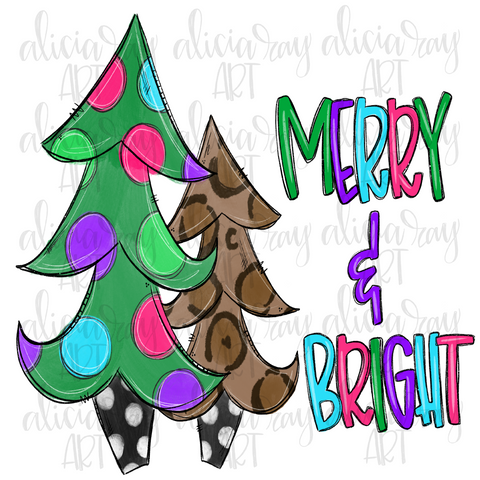 Merry and Bright Polka Dot and Leopard Christmas Trees